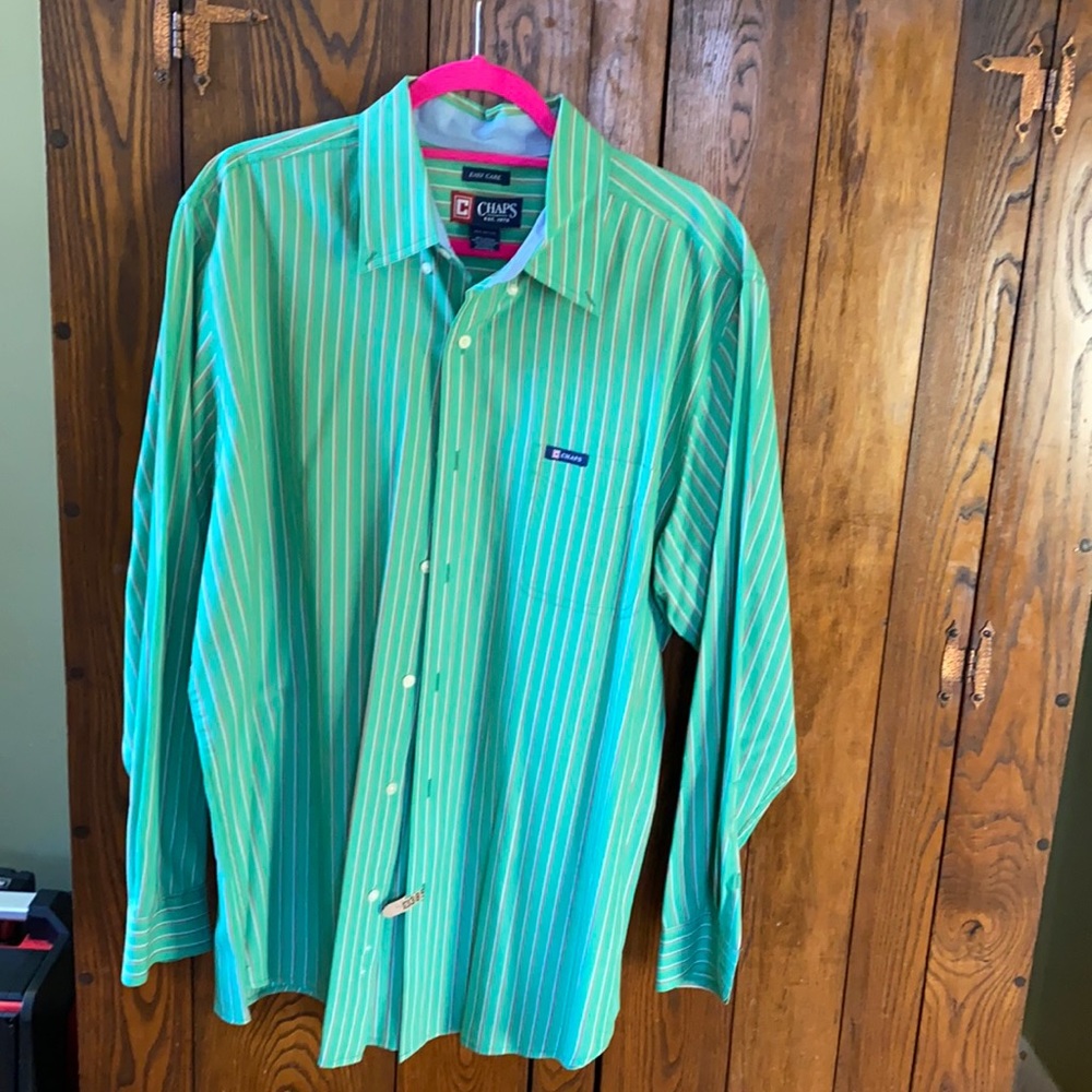 Green striped dress shirt